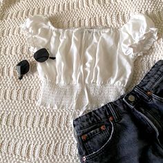 White Rouched Peasant Top. Brand New Never Worn. With Cute Strings. Summer Peasant Top With Smocked Cuffs, White Smocked Top For Fall, White Smocked Top For Fall Day Out, White Smocked Top For Day Out In Fall, White Peasant Top With Smocked Bodice For Day Out, Peasant Style Smocked Bodice Blouse For Summer, White Smocked Bodice Peasant Top For Day Out, Peasant Style Blouse With Smocked Bodice For Summer, Summer Peasant Blouse With Smocked Bodice