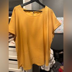 New, Never Worn. Mustard Yellow Shein Silk Blouse. Perfect Condition New In Bag. Plain Yellow Top For Spring, Yellow Short Sleeve Tops For Work, Gold Summer Workwear Top, Gold Summer Top For Workwear, Casual Gold Tops For Work, Gold Short Sleeve Top For Work, Mustard Short Sleeve Top For Day Out, Yellow Short Sleeve Blouse For Day Out, Mustard Yellow Blouse