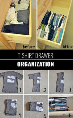 the steps to make an organized t - shirt drawer for your child's clothes