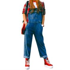 Get your hands on these trendy Stephen Hardy Squeeze overalls! These NWT vintage overalls are perfect for any season and feature a solid denim fabric type with a medium wash. The overalls come in a women's size large and are made with a comfortable blend of polyester, spandex, cotton, and cotton blend materials. The overalls have a retro 90s theme and feature a bootcut style, slash pockets, adjustable shoulder straps, and accents such as buttons, straps, buckles, zippers, and logos. They are machine washable and perfect for any occasion. Don't miss out on these stylish overalls from the Squeeze product line! Stylish Overalls, Vintage Overalls, 90s Theme, Retro 90s, Denim Fabric, Polyester Spandex, Shoulder Straps, Overalls, Cotton Blend