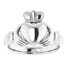 Claddagh Men Ring 14K White Gold, Claddagh Man Ring, Men Claddagh Ring, Wide Band Claddagh Men Band, Hand Hold Heart Crown Ring, Sopia RING DESCRIPTION: Top Dimension Approx: 8.5mm Shoulder Width Approx: 3.5mm Top Thickness Approx: 1.8mm Base Width Approx: 3.5mm FOR BAND COLLECTION: https://www.etsy.com/ca/shop/SopiaJewelry?section_id=26022401 WHAT WE OFFER: *Full refund or exchange within 30 days. *One year warranty. *Made in Canada product. *Need it sooner than the date indicated? Please messa Heart Crown, Claddagh Rings, Crown Ring, Mens Band, Wide Bands, Wedding Engagement, Ring Verlobung, Wedding Rings Engagement, Jewelry Box