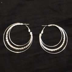 Sterling Silver Plated. Textured, Multi Strand Hoop Earrings. 2” In Diameter. Lightweight. Never Worn. Beautiful! Reasonable Offers Welcome. Please Check Out My Other Listings Too. Earrings Color, Silver Hoops, Silver Hoop Earrings, Multi Strand, Silver Plated, Hoop Earrings, Jewelry Earrings, Women Jewelry, Sterling Silver