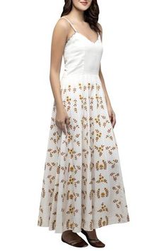 Shop for S and V Designs Off White Dobby Cotton Embroidered Maxi Dress for Women Online at Aza Fashions White Cotton Sleeveless Dress With Floral Print, White Floral Print Sleeveless Cotton Dress, Festive White Cotton Maxi Dress, Fitted White Maxi Dress With Chikankari Embroidery, White Fitted Maxi Dress With Chikankari Embroidery, White Sleeveless Dress With Chikankari Embroidery, Sleeveless Resham Embroidered Fitted Dress, Fitted Sleeveless Dress With Chikankari Embroidery, White Sleeveless Embroidered Cotton Dress