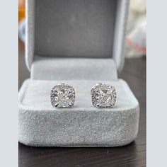 ad eBay - IGI Lab Grown Square Cushion Diamond Halo Earrings. This diamond stud earrings is also available in 9k, 18k ,White Gold, Yellow Gold, Rose Gold & 950 Platinum with diamond clarity SI, VS, VVS. Diamond Shape : Cushion & Round Setting Type : Claw Setting. Luxury Square Cut Halo Jewelry, Luxury Square Cut Halo Design Jewelry, White Gold Rectangular Formal Earrings, White Gold Rectangular Earrings For Formal Occasions, Formal White Gold Rectangular Earrings, Rectangular Silver Diamond Earrings, Square Cut White Gold Earrings Fine Jewelry, Sterling Silver Square Cut Earrings With Prong Setting, Luxury Square Cut Earrings For Anniversary