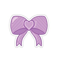 a purple bow with a heart on it's side, in the shape of a heart