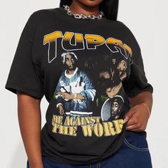 Me Against The World Black Graphic Crew Neck Tupac T-Shirt 100% Cotton Unisex Tee Tupac Tshirt Design, 2pac Shirt, Tupac Sweatshirt, Tupac T Shirt, Tupac Tee, 2pac Graphic Tee, Me Against The World, Tupac, Black N Yellow