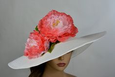 "This hat will surely bring you compliments! I can make these flowers in any colors you like. Wired brim Brims are approx. 5.5\"-6\" One size hat ( 21\"- 22\") Please feel free to ask me any questions or special requests. If the bow loses it's form and in case there is a slight deformation during shipping, please know that it is very easy fix. Just hold it under a hair dryer for a few seconds and adjust it. Thank you very much for shopping at my shop. Have a great day!" Tea Hat, Kentucky Derby Horses, Tea Hats, Derby Horse, Wedding Cocktail Party, Hat Wedding, Church Hat, Branding Inspo, Sale Off