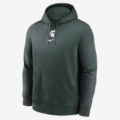 The Sideline Team Issue Club Hoodie is made with a cozy fleece lining and soft cotton-polyester blend to help you comfortably support your Michigan State Spartans in chilly temperatures. Nike Hoodie For Fall Fan Gear, Nike Hoodie With Drawstring Hood For Fan Gear, Nike Hoodie With Fleece Lining For Streetwear, Nike Hoodie Sweatshirt For Outdoor Activities, Nike Fleece-lined Hoodie For Streetwear, Nike Hoodie With Ribbed Cuffs For Outdoor Activities, Nike Hooded Hoodie With Fleece Lining, Nike Fleece-lined Hooded Hoodie, Nike Cotton Hoodie For Outdoor