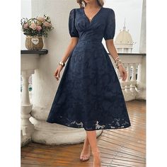 Season:Summer; Fabric:Polyester; Sleeve Length:Short Sleeve; Look After Me:Machine wash; Gender:Women's; Style:Streetwear,Elegant; Elasticity:Micro-elastic; Occasion:Cocktail Party,Date,Party,Wedding Guest; Fit Type:Regular Fit; Dresses Type:Lace Dress,Plain Dress,Swing Dress,A Line Dress; Design:Lace,Patchwork; Neckline:V Neck; Listing Date:07/30/2024; Bust:; Length:; Shoulder Width:; Sleeve:; Waist:; Fit US Size:; Fit UK Size:; Fit EU Size:; Dress Length Type:Midi Dress; Print Type:non-printin Summer Lace Patchwork Dress, Non-stretch Summer Lace Dresses, Summer Lace Non-stretch Dresses, Non-stretch Lace Patchwork Dress For Party, Non-stretch Summer Wedding Dress, Summer Wedding Non-stretch Dress, Midi Dress Lace, Elegant Streetwear, Outfits Mit Shorts