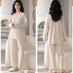 Experience ultimate comfort and style with our Cute Cozy Long Sleepwear PJs Set for Women! Made with 100% cotton, this set features a loose fit and slight stretch for a soft, comfortable feel. Perfect for spring and autumn, it includes pockets and an elastic waistband for convenient wear. Get ready to relax in style! Material: 100% Cotton Fit Type: Loose Fit Stretch: Slight Season: Spring/Autumn Softness: Soft Features: Pockets and Elastic waistband for Comfortable and Convenient wear Comfortable Cotton Solid Color Sleepwear, Soft Comfortable Sleepwear For Fall, Comfortable Soft Sleepwear For Fall, Comfortable Solid Color Cotton Sleepwear, Soft Comfortable Fall Sleepwear, Solid Cotton Sets For Relaxation, Cotton Sleepwear For Loungewear, Comfortable Cotton Sleepwear, Cozy Solid Cotton Sleepwear