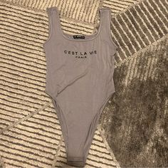 New Without Tags Fitted Gray Summer Bodysuit, Gray Sleeveless Bodysuit For Spring, Spring Sleeveless Gray Bodysuit, Gray Casual Summer Bodysuit, Casual Gray Summer Bodysuit, Trendy Fitted Gray Bodysuit, Trendy Summer Gray Bodysuit, Trendy Gray Bodysuit For Spring, Shein Tops