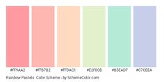 the color chart for rainbow pastels is shown in different colors and sizes, including pinks