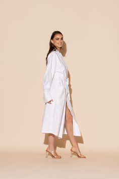 This luxurious Hotel single layer long robe in white is a must-have, whether lounging by the pool, relaxing at home, indulging in a spa day, or on vacation. The ultra-soft microfiber gives off ultra luxe vibes. Machine washable for ease of care. Elegant White Robe For Relaxation, Elegant White Lounging Robe, White Relaxed Fit Daywear Robe, White Spring Robe For Relaxation, Spring White Robe For Relaxation, Long White Robe For Daywear, White Long Robe For Daywear, Luxurious Hotel, On Vacation