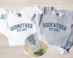 Get ready to love this godmother and godfather Sweatshirt! Is the perfect gift for the god mama and godfather who loves simple vibes! *QUICK FACTS* * 50/50 Cotton Blend Unisex Crewneck Sweatshirt * Machine Washable     *CARE INSTRUCTIONS* Machine wash Tumble dry: medium; Iron, steam, or dry: low heat; Do not dry clean Turn inside out Do not iron directly on the print * S I Z I N G * Sizing is unisex  Size guide and fit: Below there is a size guide that you can use! For a better fit feel free to The Godfather, Simple Vibes, Godmother, Personalized Matches, 50 50, Godmother Gifts, Notes Design, God Parents, Sweater Gift