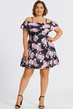 Floral Print Cold Shoulder Flutter Sleeve Midi Dress Summer Lined Flutter Sleeve Dresses, Summer Flutter Sleeve Lined Dresses, Summer Floral Print Dress With Butterfly Sleeves, Summer Dresses With Butterfly Sleeves And Floral Print, Floral Print Dresses With Butterfly Sleeves For Vacation, Vacation Dresses With Butterfly Sleeves And Ruffle Hem, Summer Floral Print Ruffle Dress With Flutter Sleeves, Summer Mini Dress With Butterfly Sleeves And Ruffle Hem, Black Flutter Sleeve Dress For Vacation