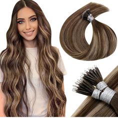 14 Inch-50g , Nano#4/18/4 Nano Ring Hair Extensions Human Hair Brown Nano Tip Human Hair Extensions Balayage Dark Brown To Ash Brown Nano Beads Hair Extensions Real Human Hair 50strands 50 Grams 14 Inch Nano Ring Hair Extensions, Nano Hair Extensions, Hair Extensions Balayage, Beaded Hair Extensions, Straight Hair Extensions, Real Human Hair Extensions, Hair Extensions Best, Professional Stylist, Remy Hair Extensions