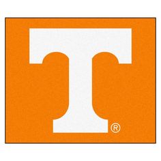 the university of tennessee logo is shown on an orange and white square background with two smaller letters