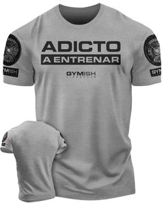 Adicto a entrenar Workout Gym T-Shirt Funny Gym Shirt for Men Camiseta de gimnasio de entrenamiento T-Shirt Heather Grey with Sleeve Design T-Shirt GYMISH LIFESTYLE Athletic Heather Moisture-wicking T-shirt For Gym, Gray Athleisure T-shirt For Training, Gray Athletic Fit T-shirt For Training, Sweat Resistant Athletic Fit T-shirt For Workout, Breathable Athletic Fit T-shirt For Gym, Athletic Heather Functional Workout T-shirt, Athletic Heather Functional T-shirt For Workout, Functional Athletic Heather T-shirt For Workout, Gray Athletic Fit T-shirt For Workout