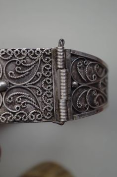 Lovely antique sterling silver bracelet Great condition Ornate Oxidized Silver Bracelet, Ornate Oxidized Bracelet For Formal Occasions, Ornate Oxidized Sterling Silver Bracelet, Gold Heart Earring, Sterling Silver Bracelet, Vintage Yellow, Heart Of Gold, Heart Earrings, Sterling Silver Bracelets