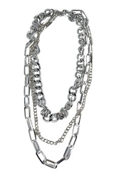 Elle Multi Chain Layered Necklace Silver, Necklace by H&D Accessories | LIT Boutique Silver Chain Jewelry Aesthetic, Layered Chains Silver, Chain Stack Necklace, Woven Silver Necklace, Cheap Silver Spiral Necklace, Silver Woven Necklace, Chain Necklace Women Silver, Trendy Multi-strand Layered Chain Necklace, Silver Multi-strand Chunky Chain Layered Necklace