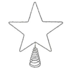 a christmas tree topper with a star hanging from it's side on a white background