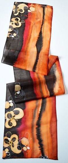 Silk scarf Handmade unique silk accessories gift idea Black Silk Scarves As A Gift, Black Silk Scarf For Gift, Black Silk Scarf Gift, Handmade Silk Scarves, Handmade Silk Elegant Scarves, Handmade Elegant Silk Scarves, Elegant Handmade Silk Scarves, Elegant Handmade Multicolor Silk Scarf, Rectangular Silk Scarf For Gifts