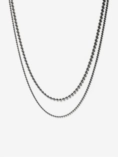 Editor's NotesThis necklace features a daily sized ball chain. It creates a modern mood that is not boring with a design that looks like a layered design of two products.- Two types of ball chain details- Mordern mood- Long lengthMeasurements (in.)One size- Length: 21.65 in.- Length(longer one): 23.62 in.- Chain thickness: 0.08 in. / 0.12 in.Composition & Care- 925 Silver- Use a dedicated silver care clothDesigner- by AEKKI Minimalist Ball Chain Necklace For Layering, Minimalist Adjustable Ball Chain Necklace, Party Metal Necklace With Ball Chain, Metal Chain Necklace With Ball Chain And Round Beads, Minimalist Metal Ball Chain Necklace, Cheap Metal Ball Chain Necklace, Metal Ball Chain Choker, Metal Ball Chain Necklace, Ball Chain Necklace