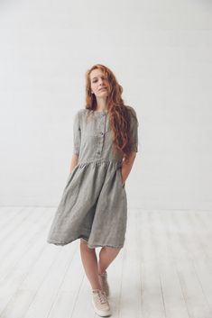 Linen Day Dresses With Pockets, Spring Linen Midi Dress With Pockets, Linen Dresses With Pockets For Daywear, Spring Linen Dress With Pockets And Relaxed Fit, Spring Linen Dress With Pockets, Relaxed Fit Linen Midi Dress With Pockets, Spring Linen Day Dress With Pockets, Spring Daywear Linen Dress With Pockets, Linen Midi Dress With Pockets