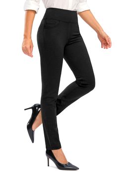 PRICES MAY VARY. 87% Polyamide, 13% Elastane Pull On closure Machine Wash Best Black Pants For Women, Womens Work Pants, High Waist Dress Pants, Work Pants For Women, Casual Work Pants, High Waisted Dress Pants, Work Pants Women, Business Casual Work, Safety Clothing