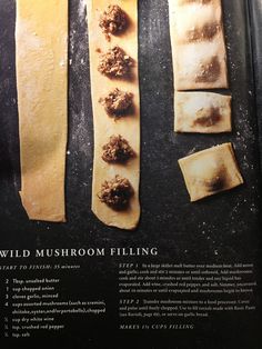 an advertisement for wild mushroom fillings on display