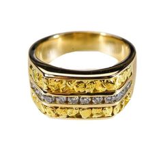 (1) Orocal Gold Nugget Men's Ring with Diamonds - RM1105DN – Destination Gold Detectors Nugget Jewelry, Gold Nugget Jewelry, Gold Nugget Ring, Natural Gold Nugget, Gold Detector, Normal Delivery, Mens Gold Rings, Gold Nugget, Quartz Jewelry