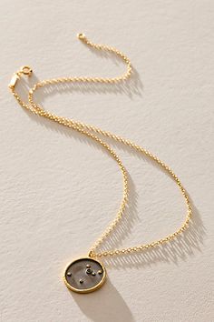 Great for gifting or gracing your own necklace collection, this forever timeless pendant style is the ideal piece to add a meaningful touch to absolutely any style. * Pendant diameter - .8" * Necklace length - 18" * Made in Thailand | Satya Zodiac Necklace at Free People in Gold Aries And Capricorn, Aquarius And Sagittarius, Virgo And Scorpio, Gemini And Aquarius, Starburst Necklace, Zodiac Pendant Necklace, Zodiac Sign Necklace, Trending Necklaces, Necklace Collection