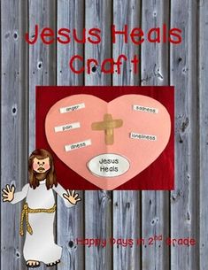 the jesus heals craft is displayed on a wooden fence with an image of jesus