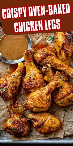 crispy oven - baked chicken legs with dipping sauce