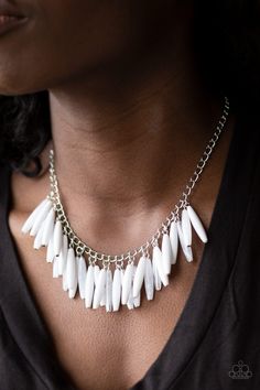 Full Of Flavor - White Necklaces-Lovelee's Treasures-jewelry,necklaces,white Paparazzi Jewelry Images, Fringe Necklace, Paparazzi Accessories, White Necklace, Fabulous Jewelry, Pink Beads, Chic Jewelry, Beaded Fringe, Paparazzi Jewelry