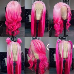 Lace Front Wig Virgin Human Hair Pink Ombre 150%Density 16" Wave Light, Ombre Lace Front, Wig Ideas, Ombre Lace, Pink Wig, Red Wigs, Beautiful Wigs, Human Virgin Hair, Straight Lace Front Wigs