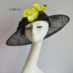 Large brim sinamay hat with sinamay flower Size: L45cm x W38cm Head size: 56.5cm also with elastic to adjust it to be smaller Ideal for wedding/party/races/church Big hat only send by EMS(don't send it by regular parcel in case any damage),EMS costs 5-12 working days to most of the countries.Suggest to buy one week earlier at least to make sure it can arrive in time. Every hat is well inspected before shipment,no return accepted.Thanks for your supports. Spring Party Headpieces In Sinamay, Spring Party Sinamay Headpiece, Summer Sinamay Headpiece For Races, Formal Flower Fascinator For Summer, Summer Flower Fascinator For Formal Occasions, Summer Formal Flower Fascinator, Summer Formal Flower-shaped Fascinator, Sinamay Hat Fascinator For Royal Ascot, Sinamay Fascinator With Short Brim For Church