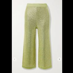 Gucci's Pants Are Sure To Stand Out Wherever You Wear Them - They're Knitted From Colorful Metallic Yarns And Embellished With Hundreds Of Light-Catching Yellow Crystals. They've Been Made In Italy And Have A High-Rise Ribbed Waistband And Wide Legs. Highlight The Cropped Cuffs With Sparkly Heels. Fits True To Size, Take Your Normal Size High-Rise, Intended For A Wide-Leg Fit Cropped Length Elasticated At The Waist For Comfortable Fit Weighted, Heavily Embellished, Stretchy Fabric Gucci Wide Leg Pants For Spring, Gucci Wide-leg Pants For Spring, Gucci Summer Bottoms, Luxury Gucci Bottoms For Workwear, Luxury Gucci Workwear Bottoms, Luxury Gucci Bottoms For Work, Luxury Gucci Trousers, Gucci Luxury Wide Leg Pants, Chic Fitted Gucci Bottoms