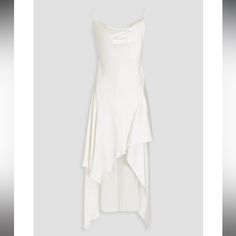 Nwt. Great For Bridal. Alice + Olivia Us 2 Ivory Satin Evana Asymmetric Draped Satin-Twill Midi Dress Elegant High-low Hem Wedding Dress, Elegant Fitted Slip Dress With Asymmetrical Hem, Asymmetrical Silk Slip Dress For Spring, Elegant Slip Dress With Asymmetrical Hem For Formal Occasions, Elegant Evening Slip Dress With Asymmetrical Hem, White Sleeveless Asymmetrical Wedding Dress, White Satin A-line Midi Dress, Spring Silk Slip Dress With Asymmetrical Hem, White Asymmetrical Maxi Dress For Formal Occasions