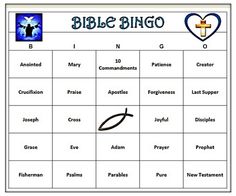 a printable bible bingo game with the words, numbers and symbols for each player