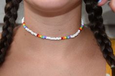 Boho Choker Beaded Choker Rainbow Choker Summer Choker | Etsy Trendy White Beads For Festival, Casual Rainbow Jewelry For Festivals, Casual Beaded Chain Bracelets For Summer, Trendy White Festival Beads, White Beaded Choker For Vacation, Casual Festival Jewelry With Tiny Beads, Summer Casual Beads As Gifts, White Casual Beads For Summer, Trendy Summer Vacation Choker