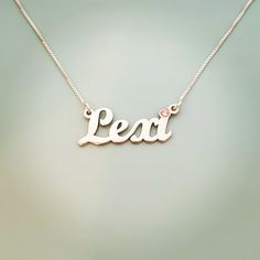 Order any word or name, for your new sterling silver 925 Lexi style name necklace!Choose any swarovski birthstone for the dot of the i, or the first capital letter .*Nameplate and chain are all solid sterling silver 925.*First capital is 1.0 cm tall (0.4 inches).*Nameplate thickness is 1.2 mm.*Choose any birthstone you would like to have placed on you name!*Choose your chain length from the menu above.*Be sure to tell me the name that you would like in the NOTE TO SELLER section of your etsy che Sterling Silver Nameplate Jewelry With Initials, Elegant Silver Initial Pendant Birthstone Necklace, White Gold Nameplate Jewelry With Names, Minimalist Initial Pendant Name Necklace With Birthstone, Classic Sterling Silver Initial Pendant Name Necklace, Sterling Silver White Gold Initials Name Necklace, Classic Sterling Silver Birthstone Necklace For Gifting, Classic Sterling Silver Initial Pendant Necklace, Sterling Silver Custom Necklace With Initials For Anniversary