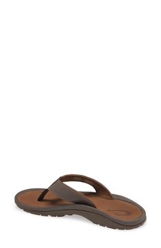 Classic beach-ready sandal features a cushioned anatomical footbed and can be machine washed for easy care. Style Name:Olukai 'Ohana' Flip Flop (Men). Style Number: 244367. Brown Cushioned Flip Flops For Surfing, Casual Beach Sport Sandals With Leather Footbed, Casual Sport Sandals With Leather Footbed For Beach, Brown Synthetic Slippers With Arch Support, Beach Flip Flops With Leather Footbed, Brown Flip Flops With Leather Footbed For The Beach, Brown Leather Footbed Flip Flops For Beach, Brown Synthetic Beach Slippers, Beach Brown Synthetic Slippers