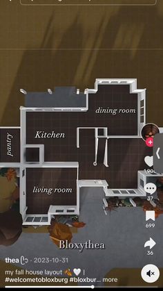 the floor plan for a house with lots of room and furniture in it, including a kitchen