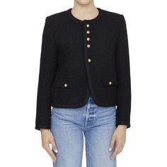 CELINE BUTTONED WOOL SHORT JACKETSize: FR34Color: BLACK (38NO)Composition: 78% WOOL 13% COTTON 9% POLYAMIDE Black Fr, Prada Designer, Home Dress, Dress Watch, Clothing Size Chart, Short Jacket, Jacket Buttons, Designer Dresses, Top Shirt