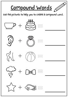 compound words worksheet with pictures to help students learn how to write and draw