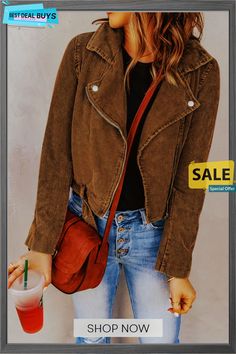 Women's Urbanite Belted Zip-up Corduroy Jacket Brown Long Sleeve Denim Jacket, Casual Fall Outerwear With Corduroy Collar, Brown Corduroy Outerwear For Fall, Fall Long-sleeve Corduroy Denim Jacket, Casual Outerwear With Corduroy Collar For Fall, Fall Brown Corduroy Outerwear, Brown Outerwear With Corduroy Collar For Spring, Trendy Fall Outerwear With Corduroy Collar, Fall Outerwear With Corduroy Collar