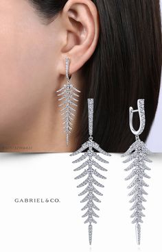 18K White Gold Fashion Earrings EG13732W84JJ #GabrielNY #DiamondJewelry #FineJewelry #GabrielAndCo #UniqueJewelry #FineJewelry#FashionJewelry#UniqueJewelry#GiftIdeas#UniqueGifts  #DiamondJewelry #Jewelry#Earrings #FashionEarrings#WhiteGoldEarrings #WhiteGoldFashionEarrings Exquisite Cubic Zirconia Chandelier Earrings In White Gold, Elegant 14k White Gold Gia Certified Diamond Earrings, Elegant White Gold Gia Certified Diamond Earrings, Exquisite Gia Certified Round Diamond Earrings, Gia Certified Silver Diamond Bridal Earrings, Sleek Earrings, Gold Diamond Drop Earrings, White Gold Drop Earrings, Real Diamond Earrings