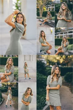 a collage of photos showing different styles of women in dresses and shoes, with the same