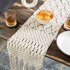 The size is including Fringes 10 inch both side. PREMIUM QUALITY and CRAFTSMANSHIP - Handwoven macrame table runner using 4-mm cords made of natural cotton and polyester. Soft, flexible, easy to clean and wrinkle free. Thick, strong, DURABLE and substantial. The braided cords create more TEXTURE and PREVENT UNRAVELING, so your investment can be enjoyed for many years to come! VERSATILE & TRANSITIONAL. A pleasing centrepiece that goes well with various décor and design styles - farmhouse, BOHEMIA Wedding Bridal Table, Style Table Decor, Knotting Patterns, Table Runner Farmhouse, Boho Table Runner, Macrame Table, Boho Table, Macrame Table Runner, Wedding Table Decor